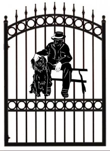 Pontypridd-Wrought-Iron-Dog-Plaque-Design-Gate-1