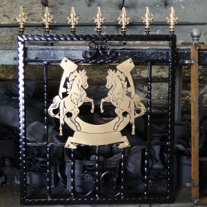 Single-custom-iron-gate-brass-exclusive-rearing-horses-design-Pontypridd-Wrought-Iron-4 900px